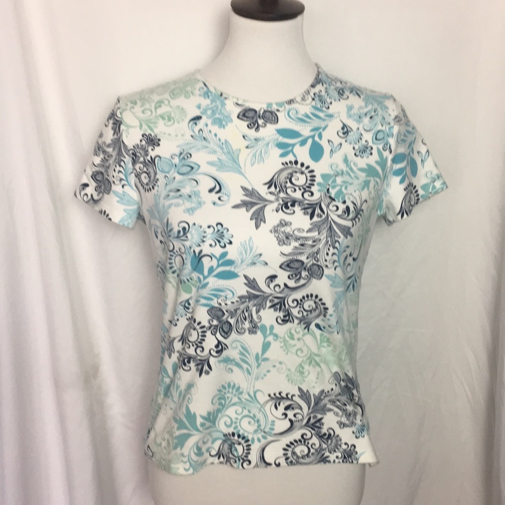 Croft & Barrow Multicolored Paisley Tee Size PS